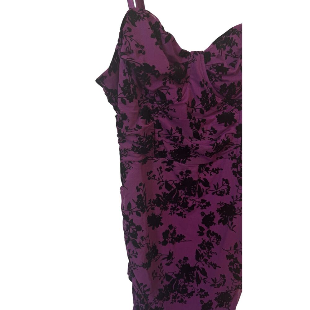 LULU'S NWT Decadent Flirt Purple Mesh Velvet Ruched Bodycon Midi Dress Size XL - Picture 6 of 14